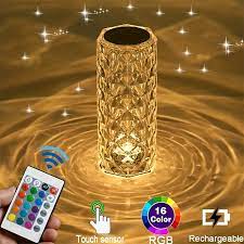 Crystal Lamp Rose Light Diamond Lamp 16 Colors Changing with Remote